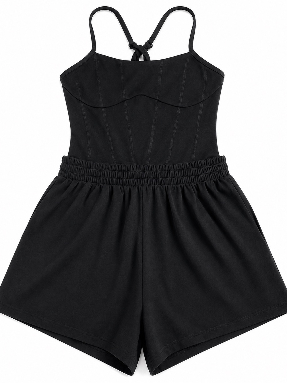 NWT PINK Victoria's Secret Black Smocked-Waist Romper